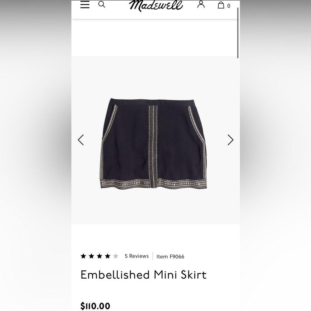 Madewell black mini skirt. Size 2.